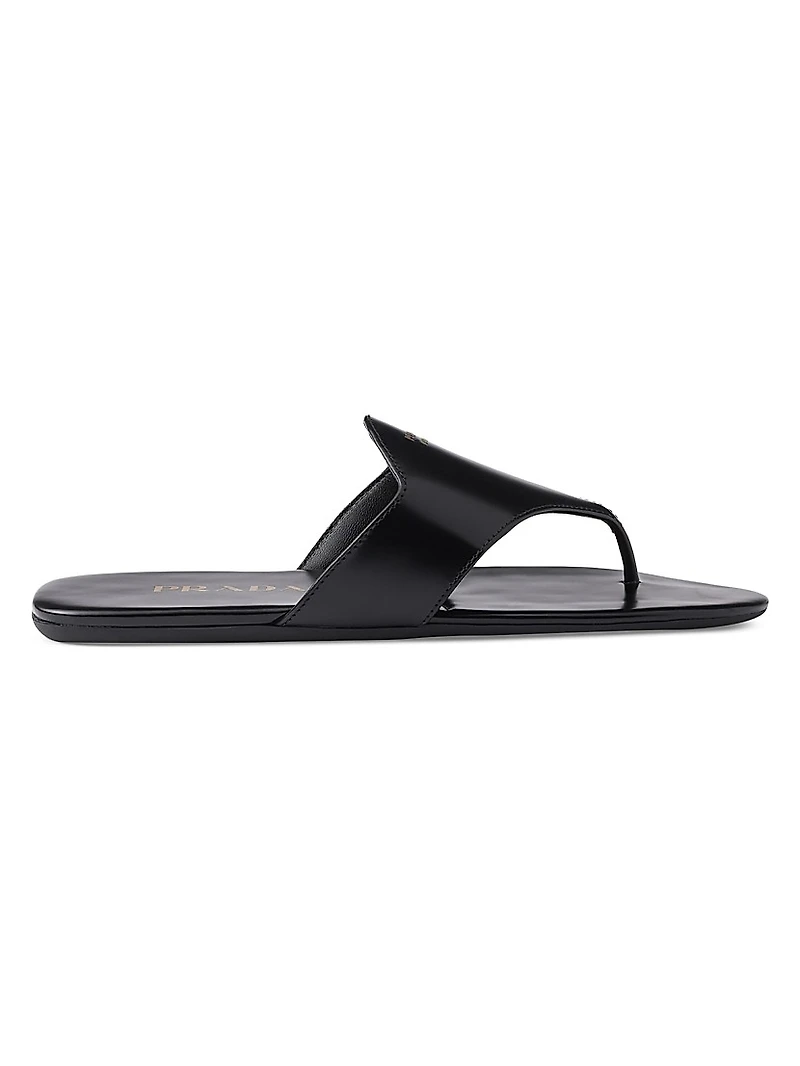 Brushed Leather Thong Sandals
