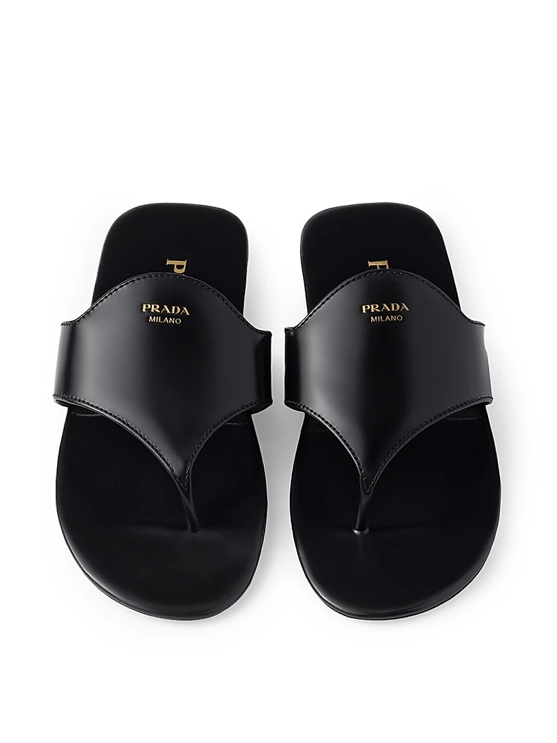 Brushed Leather Thong Sandals