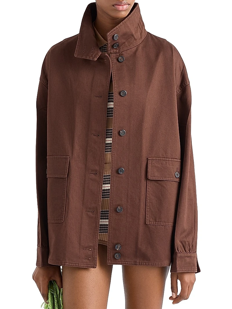 Old Gabardine Cotton Shirt Jacket