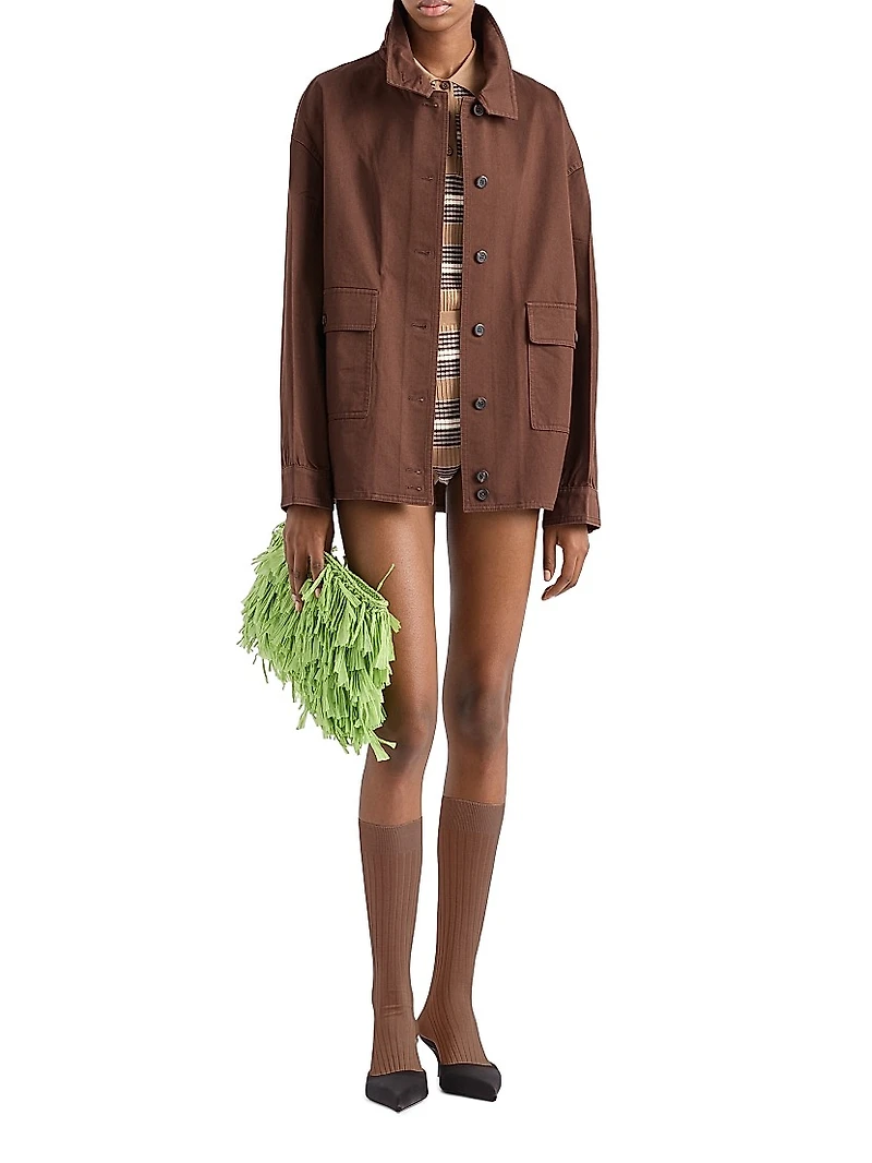 Old Gabardine Cotton Shirt Jacket