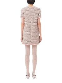 Embroidered Ribbon Tweed Short Dress