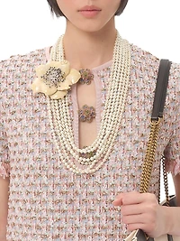 Embroidered Ribbon Tweed Short Dress