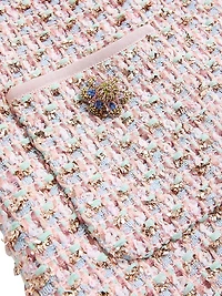 Embroidered Ribbon Tweed Short Dress