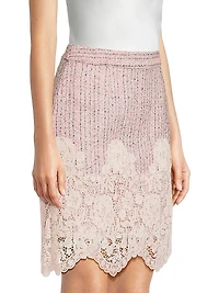Bettany Lace-Appliqué Scalloped Bouclé Miniskirt
