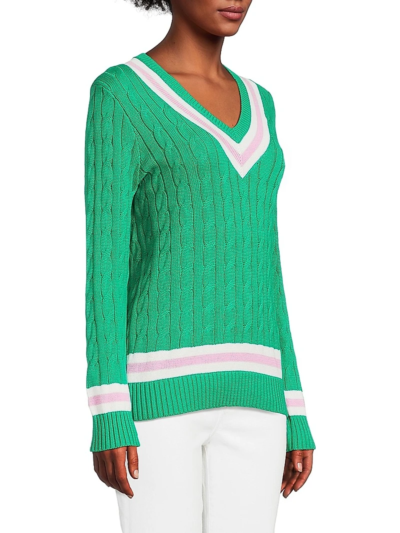 Brockton Striped Cotton Cable-Knit Sweater