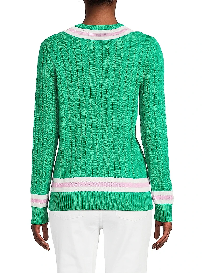 Brockton Striped Cotton Cable-Knit Sweater
