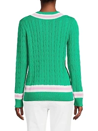Brockton Striped Cotton Cable-Knit Sweater