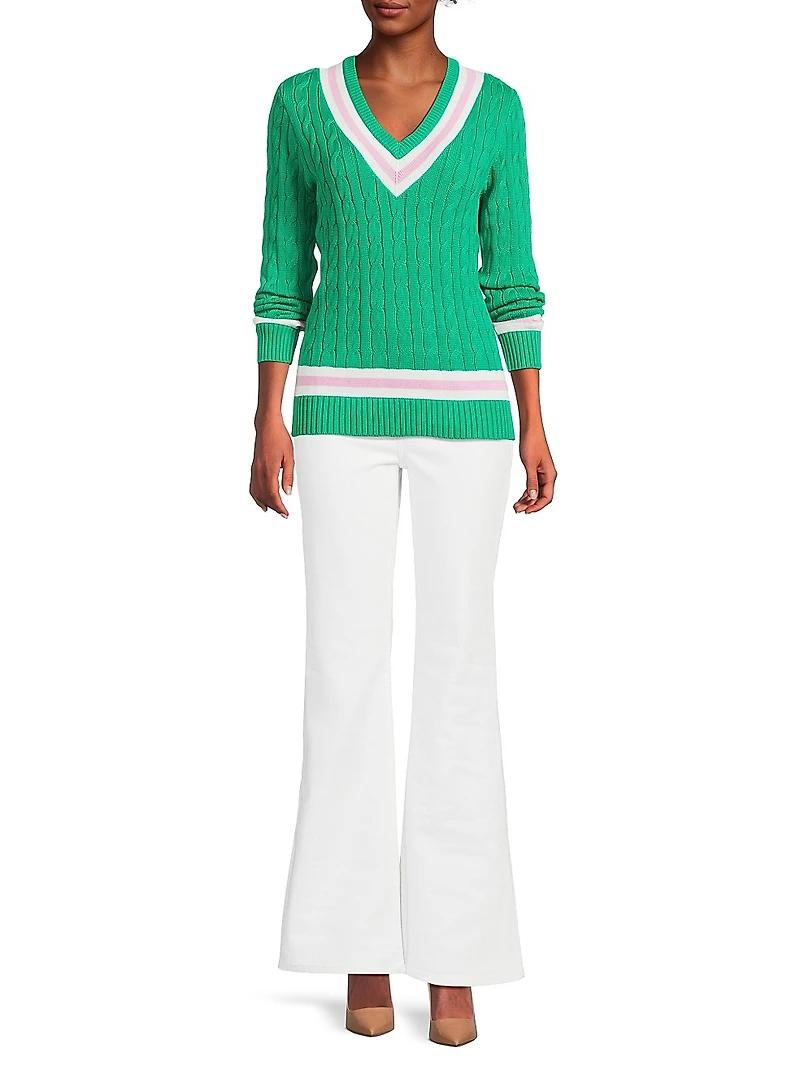 Brockton Striped Cotton Cable-Knit Sweater