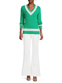 Brockton Striped Cotton Cable-Knit Sweater