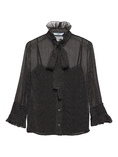 Polka-Dot Silk Chiffon Shirt