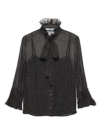 Polka-Dot Silk Chiffon Shirt