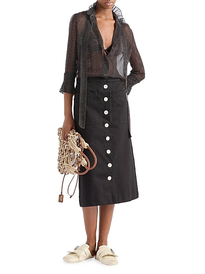 Polka-Dot Silk Chiffon Shirt