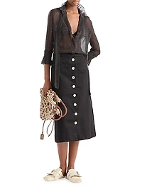 Polka-Dot Silk Chiffon Shirt