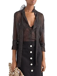Polka-Dot Silk Chiffon Shirt