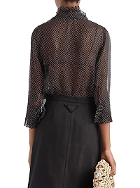 Polka-Dot Silk Chiffon Shirt