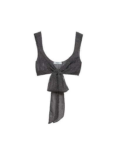 Polka-Dot Silk Chiffon Bralette Top
