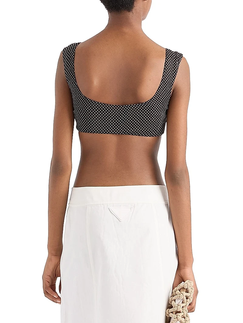 Polka-Dot Silk Chiffon Bralette Top