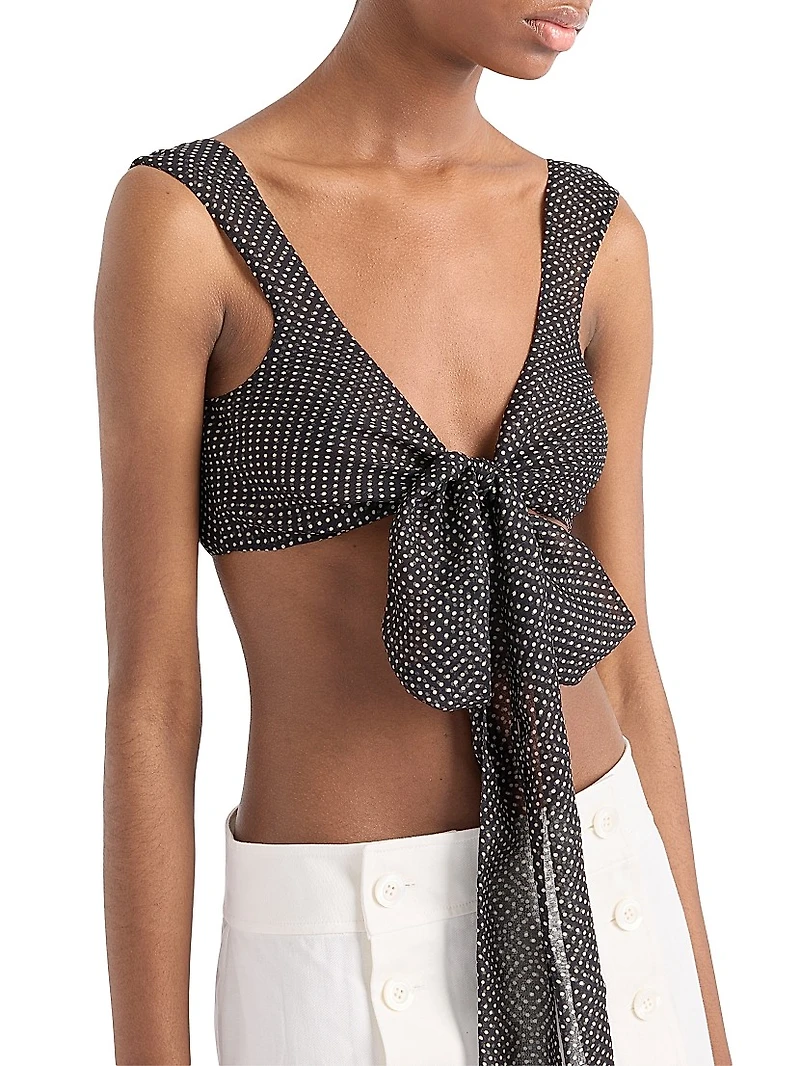 Polka-Dot Silk Chiffon Bralette Top