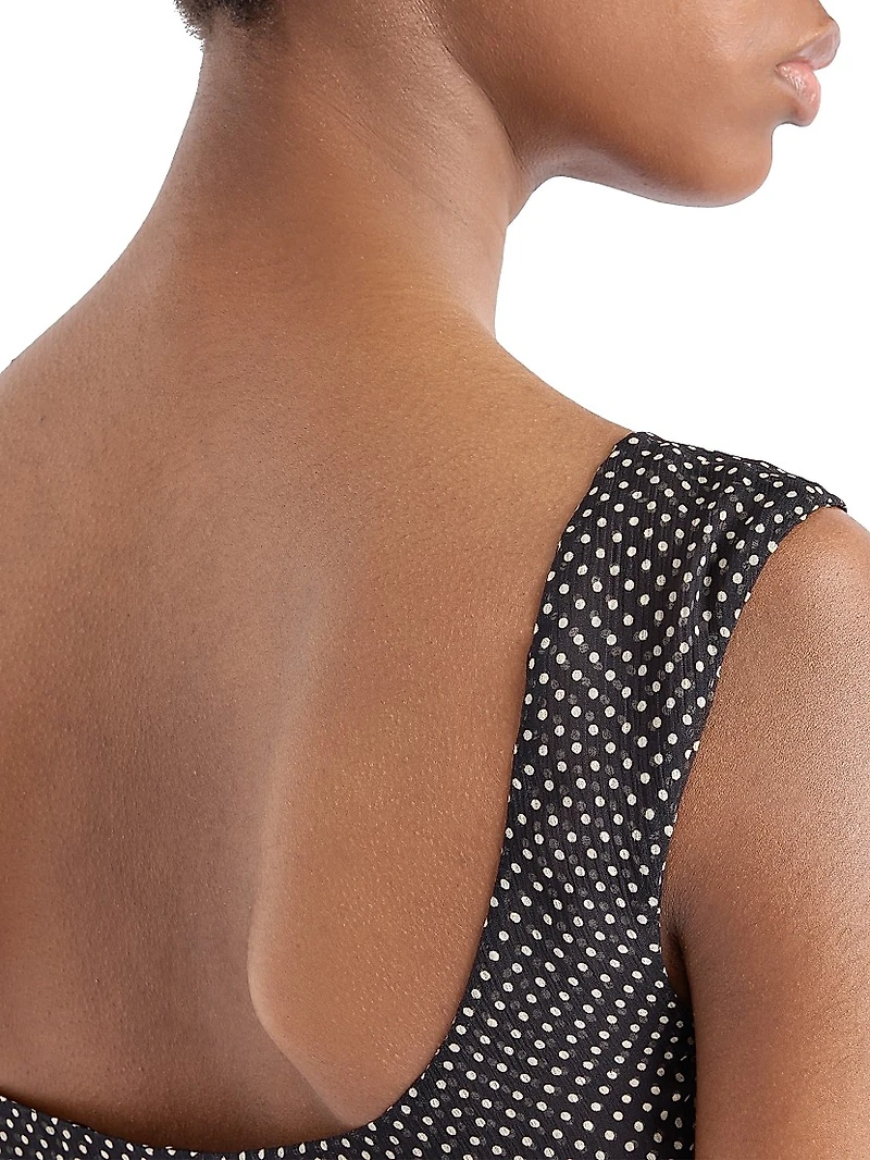 Polka-Dot Silk Chiffon Bralette Top