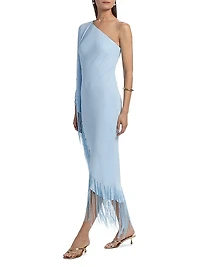 Esperanza One-Shoulder Fringe Midi-Dress
