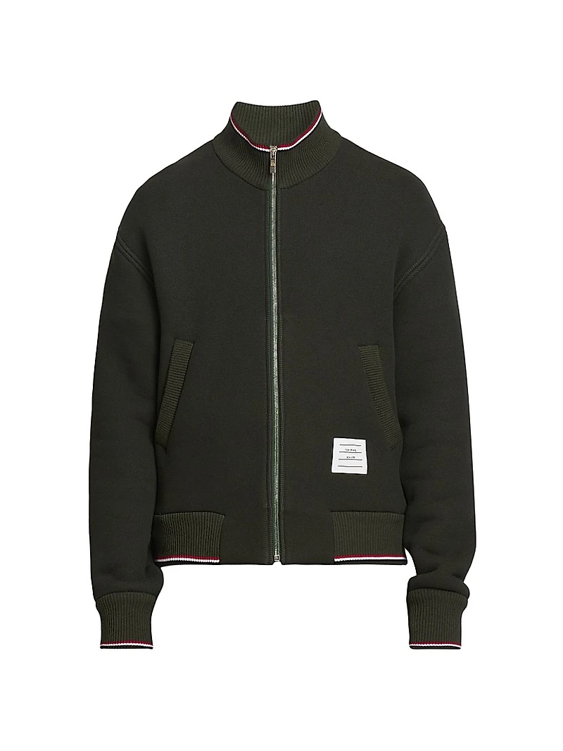 RWB Stripe Rib-Knit Full-Zip Jacket