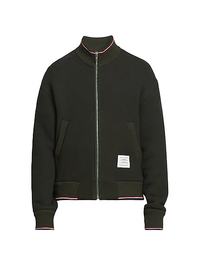RWB Stripe Rib-Knit Full-Zip Jacket