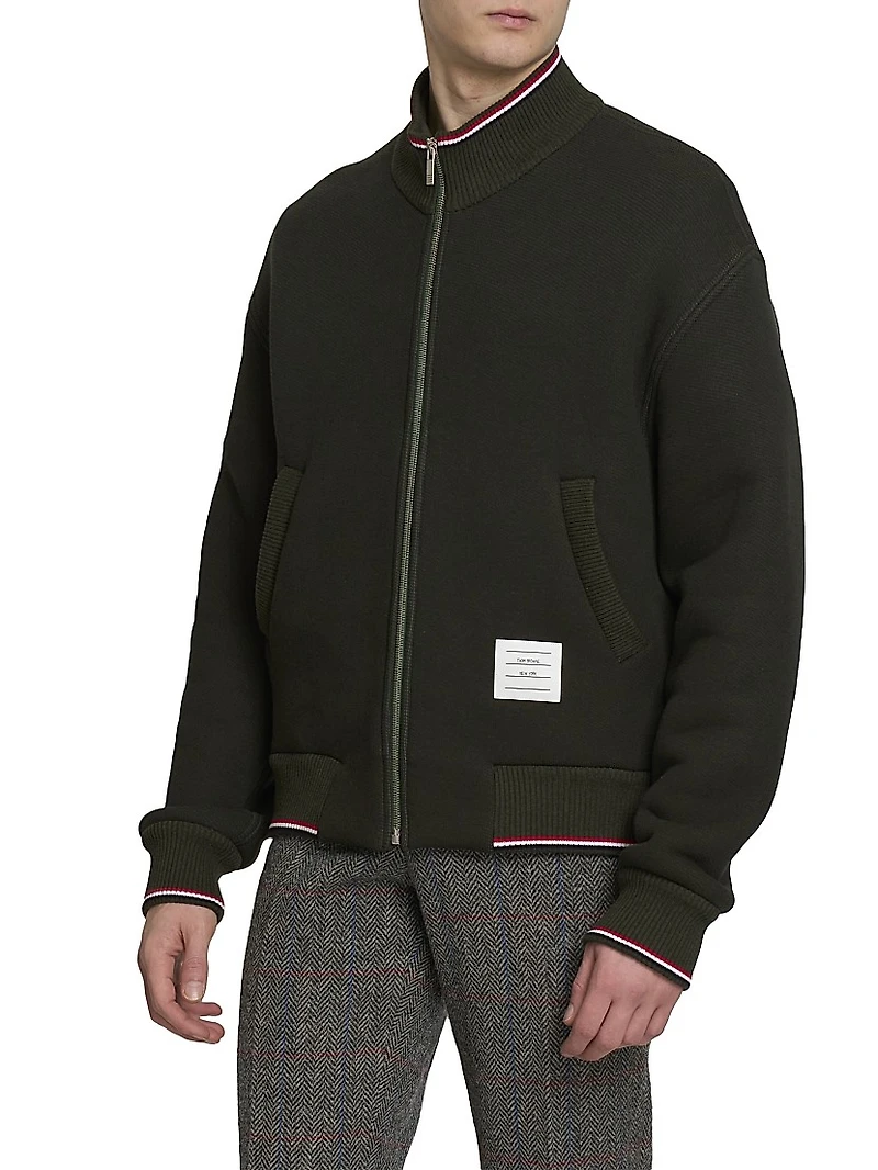 RWB Stripe Rib-Knit Full-Zip Jacket