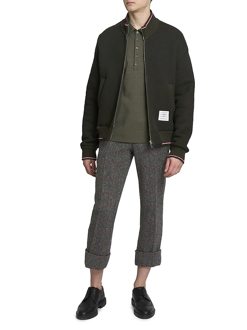 RWB Stripe Rib-Knit Full-Zip Jacket