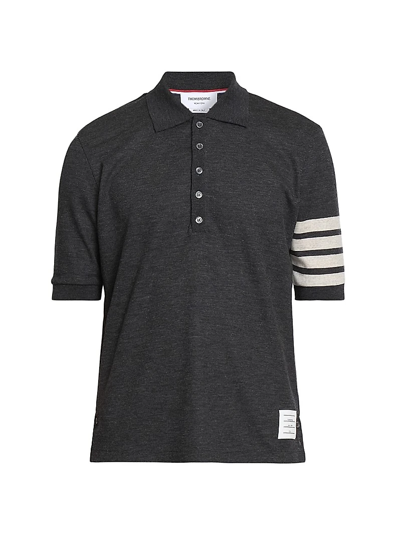 4-Bar Stripe Wool Jersey Polo Shirt
