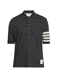 4-Bar Stripe Wool Jersey Polo Shirt