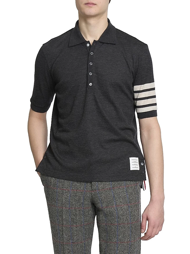 4-Bar Stripe Wool Jersey Polo Shirt