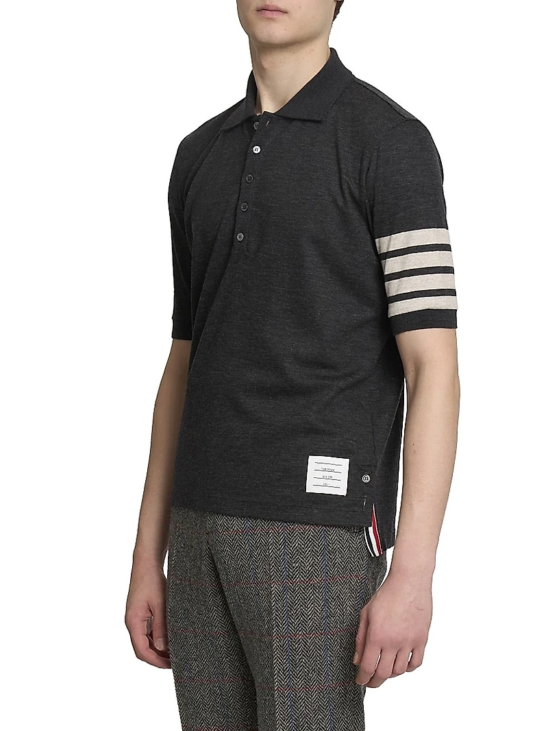 4-Bar Stripe Wool Jersey Polo Shirt