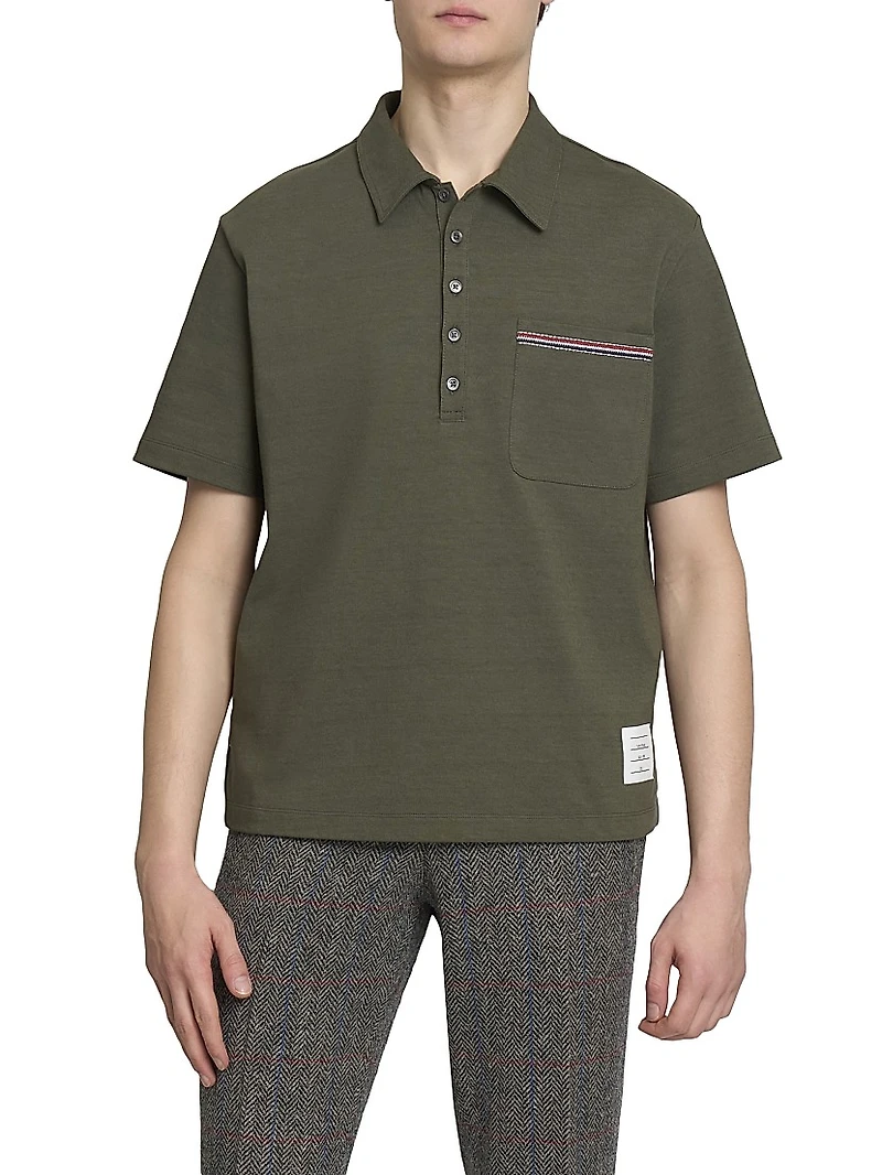 Embroidered RWB Pocket Cotton Polo Shirt