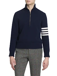 4-Bar Stripe Virgin Wool Half-Zip Sweater
