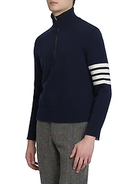 4-Bar Stripe Virgin Wool Half-Zip Sweater