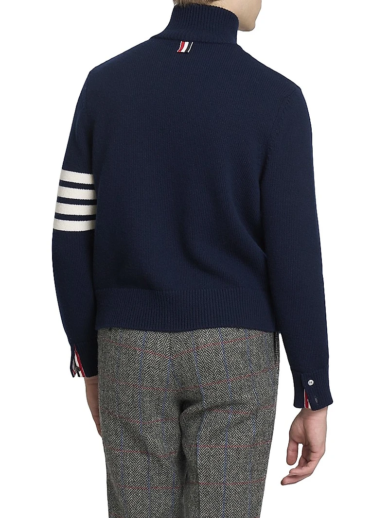 4-Bar Stripe Virgin Wool Half-Zip Sweater