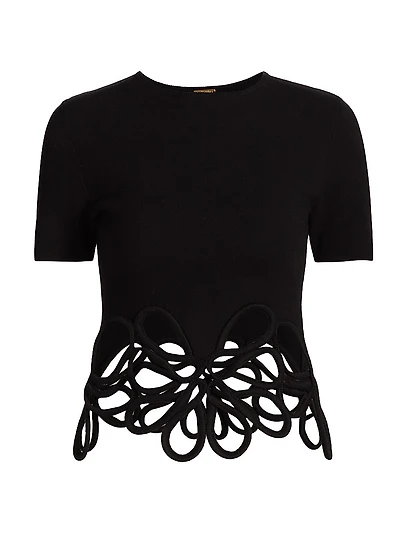 Eres Floral Cut Out Knit Top