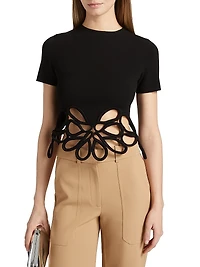 Eres Floral Cut Out Knit Top