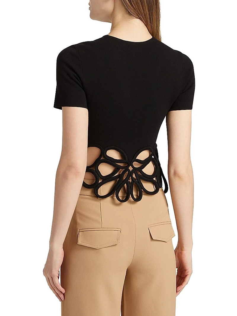 Eres Floral Cut Out Knit Top