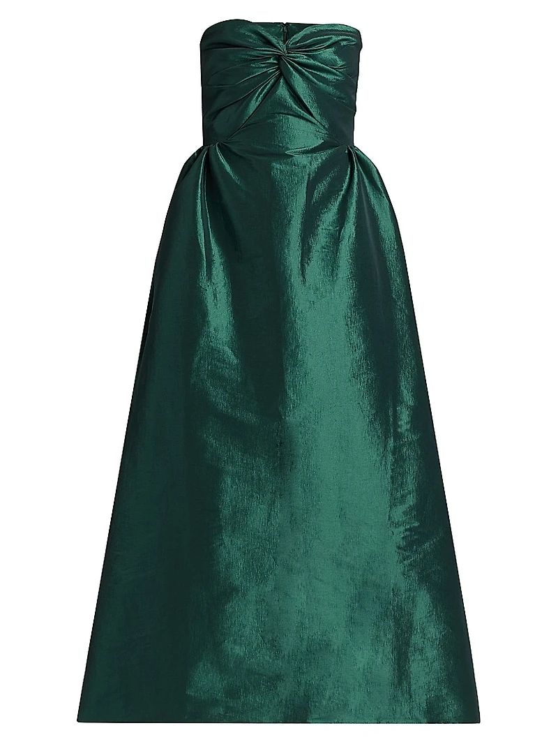 Rose Taffeta Strapless Midi-Dress