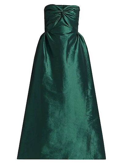 Rose Taffeta Strapless Midi-Dress