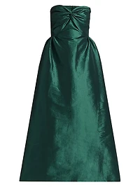 Rose Taffeta Strapless Midi-Dress