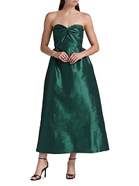 Rose Taffeta Strapless Midi-Dress