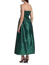 Rose Taffeta Strapless Midi-Dress