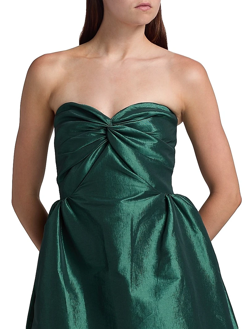 Rose Taffeta Strapless Midi-Dress