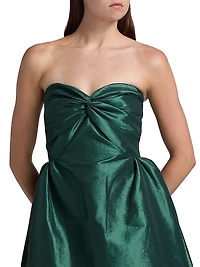 Rose Taffeta Strapless Midi-Dress