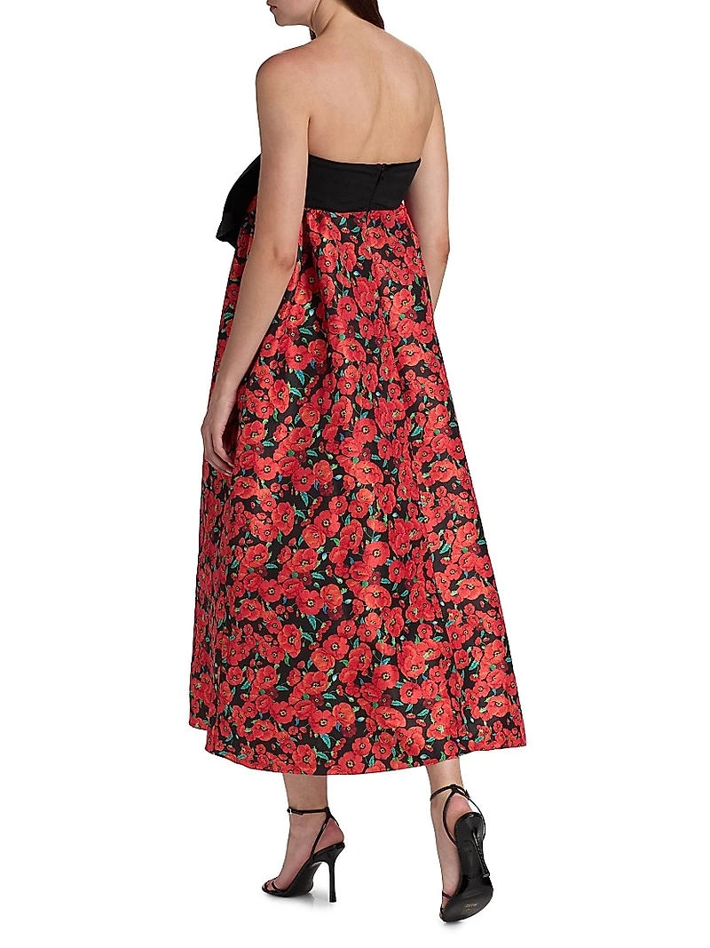 Charlotta Poppies Bow Cocktail Dress