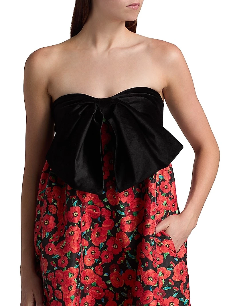 Charlotta Poppies Bow Cocktail Dress