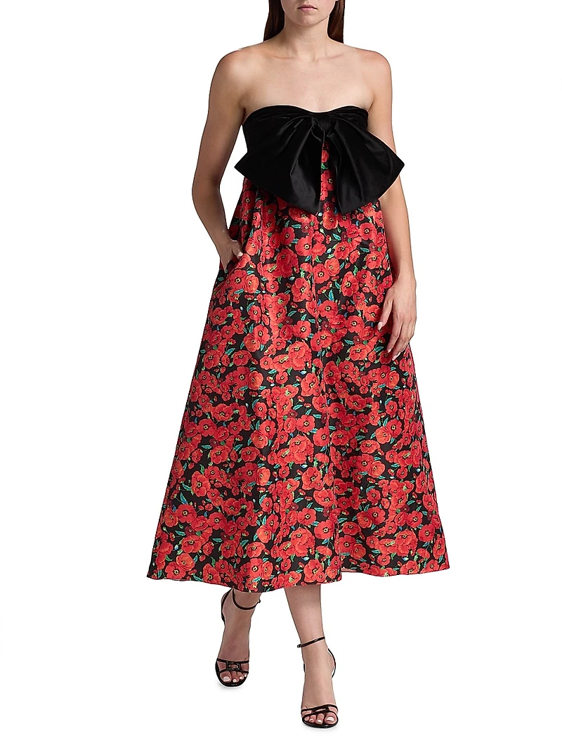 Charlotta Poppies Bow Cocktail Dress