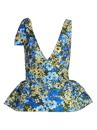 Ilhan Olive Sakura Taffeta Top